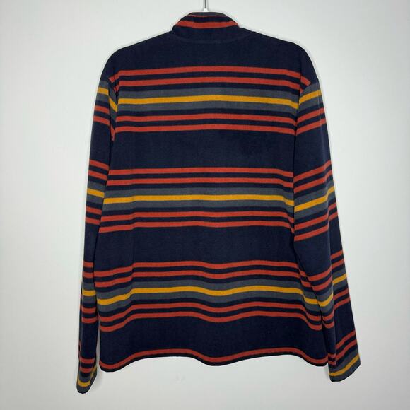 Duluth Trading Men's Doubleback Fleece Button Mock Pullover Blue Striped L - Picture 5 of 7